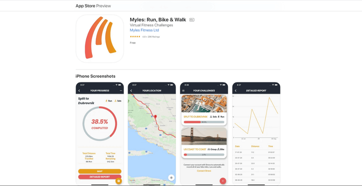 Myles App - Bike & Walk Fitness Challenges